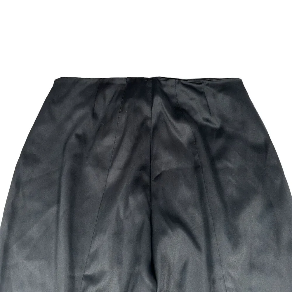 Akris Dress Pants Women's 8 Black Silk Pleated Straight Leg Side Closure‎ Zipper